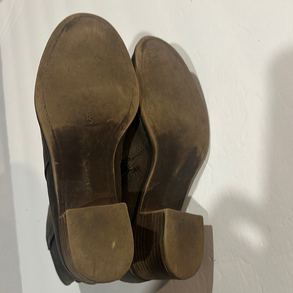 Franco Sarto Marlene leather upperBrown Ankle Boots thick heel zipper sides 7.5 - Picture 7 of 11